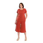 Firenzaa 2 Piece Set with Stretchable Jersey top and Long Shorts(Size L) - Amber