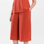 Firenzaa 2 Piece Set with Stretchable Jersey top and Long Shorts(Size L) - Amber