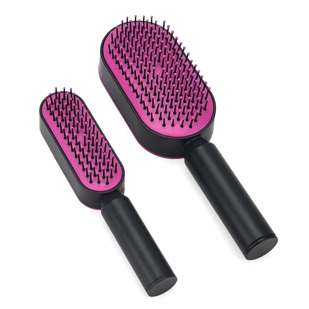 Bliss - Beyond CleanGlide Self Cleaning Hair Brush - 2 Piece Set - Black - Purple