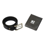 2 Piece Set - ASSOTS LONDON Mens 100% Genuine Leather Belt and RFID Wallet (Size- M, 29-33inch) - Black
