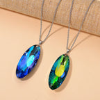 2 Piece Set -  Green Crystal Pendant with Chain (Size 24) Stainless Steel  4.020  Ct.