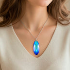 2 Piece Set -  Green Crystal Pendant with Chain (Size 24) Stainless Steel  4.020  Ct.