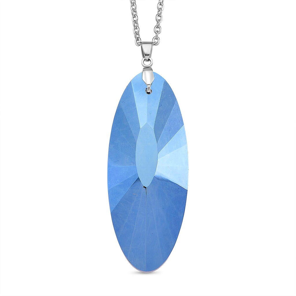 2 Piece Set -  Green Crystal Pendant with Chain (Size 24) Stainless Steel  4.020  Ct.