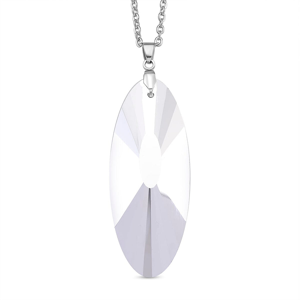 2 Piece Set -  Green Crystal Pendant with Chain (Size 24) Stainless Steel  4.020  Ct.