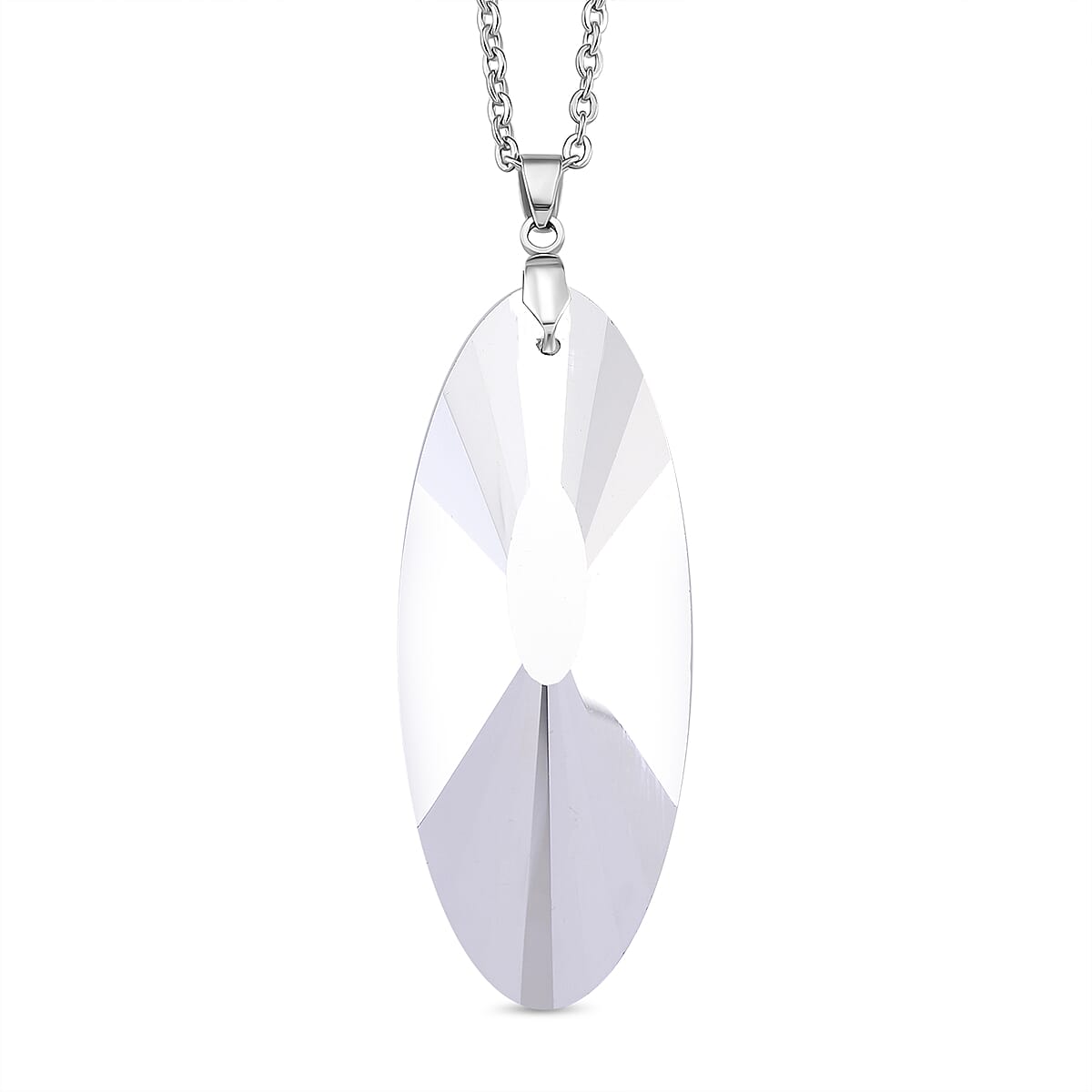 2 Piece Set -  Green Crystal Pendant with Chain (Size 24) Stainless Steel  4.020  Ct.