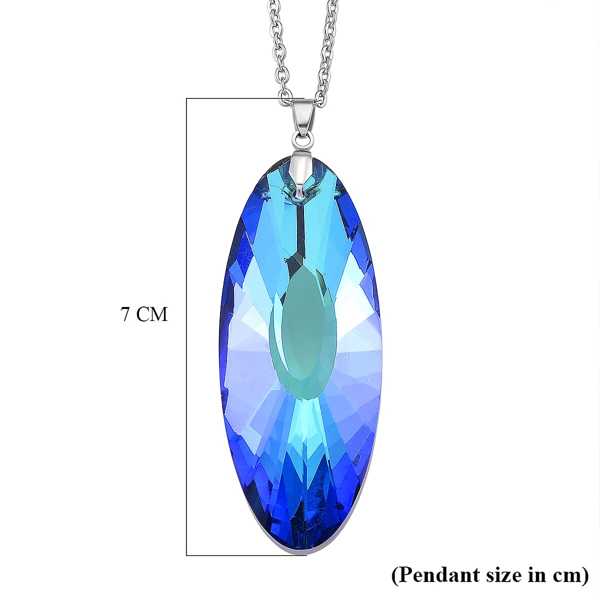 2 Piece Set -  Green Crystal Pendant with Chain (Size 24) Stainless Steel  4.020  Ct.