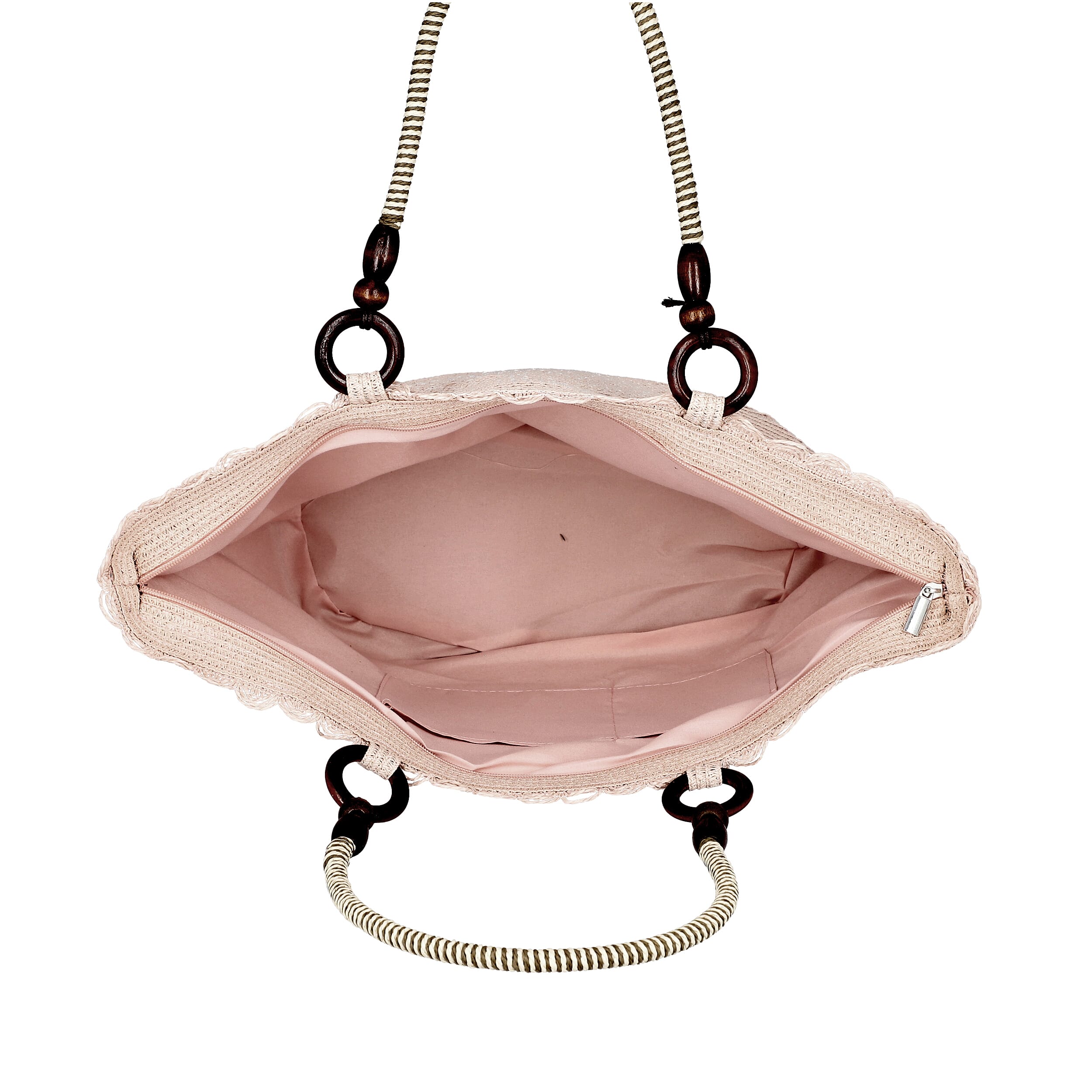 2 Piece Set - Handbag with Matching Hat Tote Bag and Zipper Closure (Size 48x30x17 Cm) - Dusty Pink