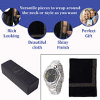 2 Piece Set - Merino Wool - Silk Scarf (200x60) and Watch in a Gift Box - Black