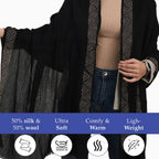 2 Piece Set - Merino Wool - Silk Scarf (200x60) and Watch in a Gift Box - Black