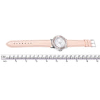 2 Piece Set - STRADA Japanese Movement Water Resistant Simulated Champagne Diamond Studded Watch with Peach Colour Strap and Necklace (Size 24)