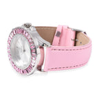 2 Piece Set - STRADA Japanese Movement Water Resistant Simulated Pink Diamond Studded Watch with Pink Strap and Necklace (Size 24)