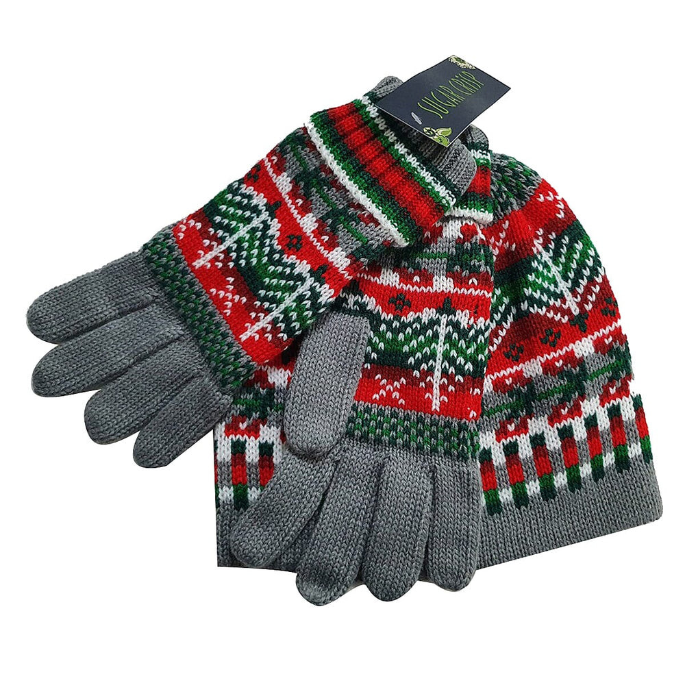 2 Piece Set - SUGARCRISP 100% Acrylic Hat & Gloves - Grey