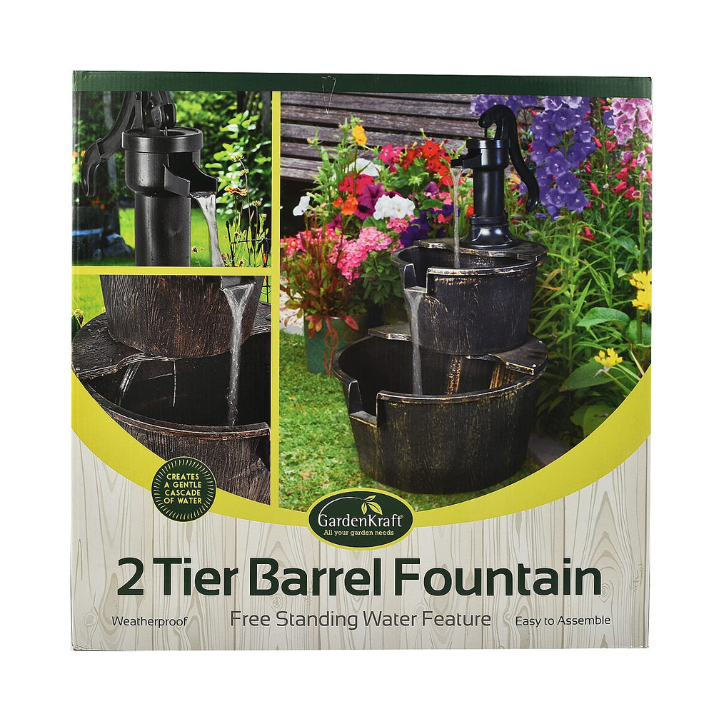 2 Tier Barrel Fountain (with 2.55m Cable)