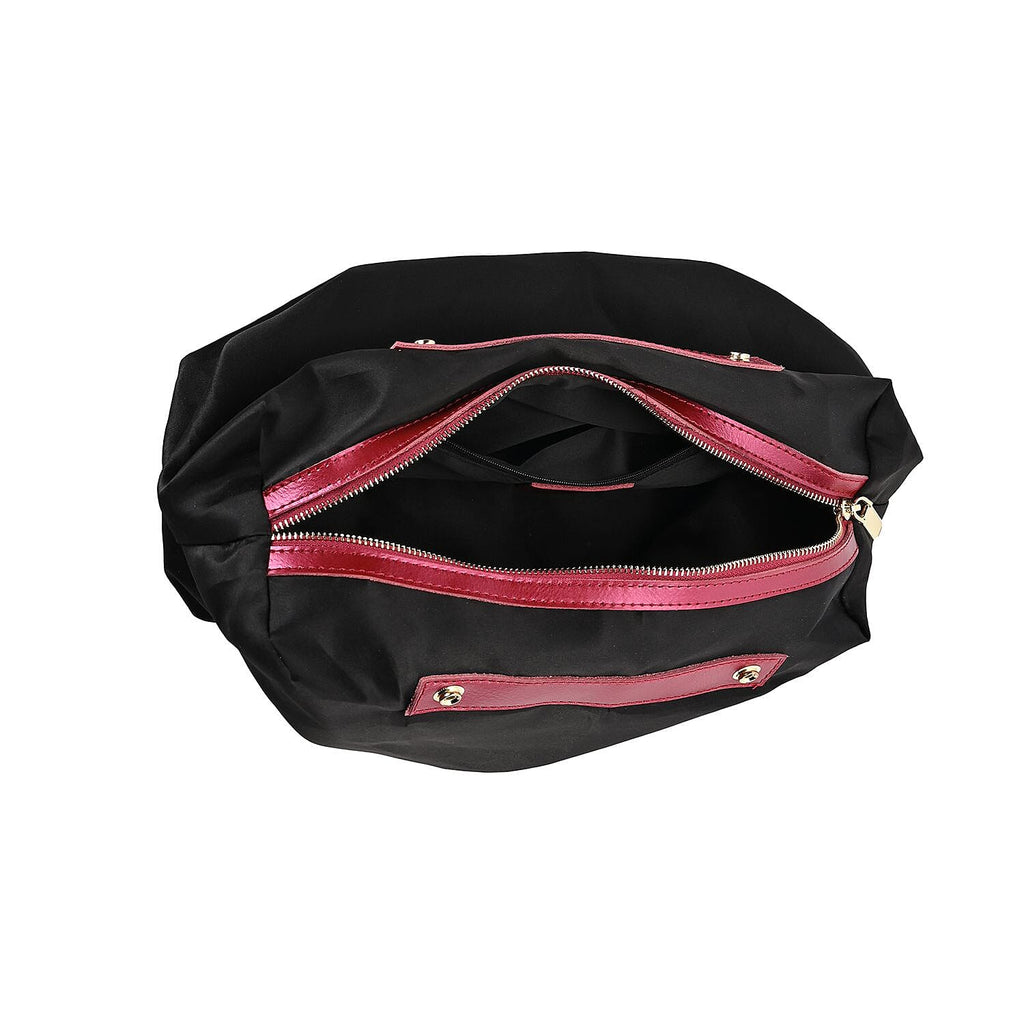 Hong Kong Closeout Genuine Leather Tote Bag with Detachable Zipped Lining - Metallic Red