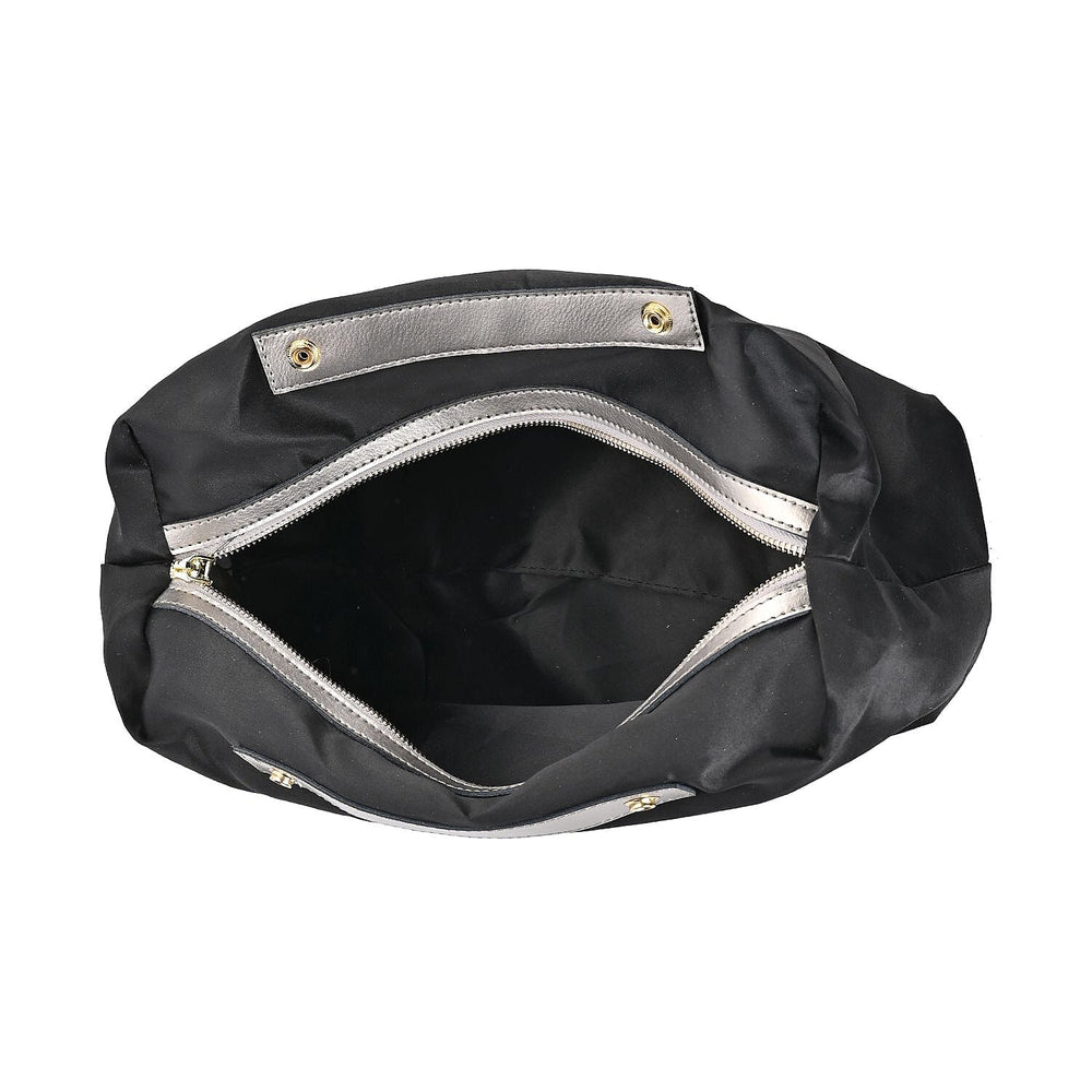 Hong Kong Closeout Genuine Leather 2- in-1 Tote Bag with Detachable Zipped Lining - Metallic Silver