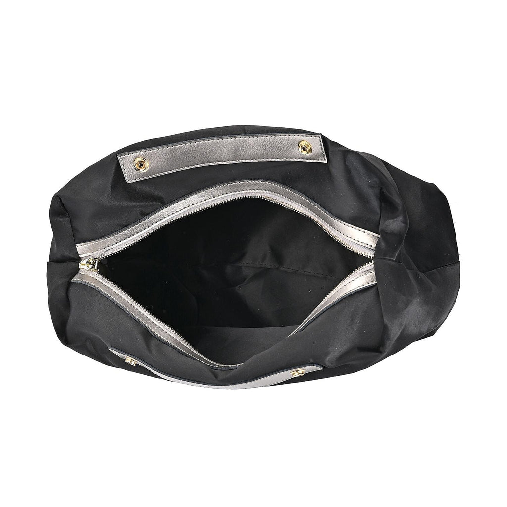 Hong Kong Closeout Genuine Leather 2- in-1 Tote Bag with Detachable Zipped Lining - Metallic Silver