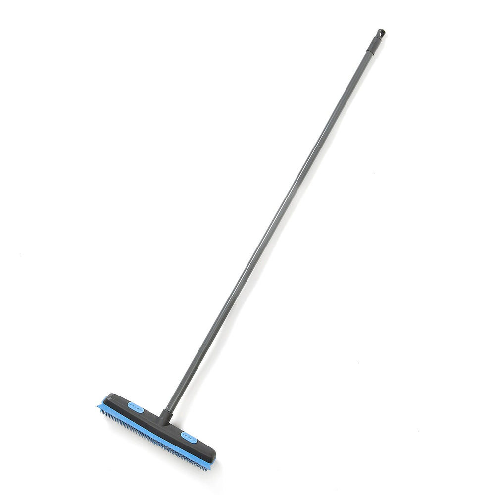 2 in 1 Broom with Squeegee - Stain, Pet Hair, Stubborn Grime, Dirty Water and Dust - Suitable for wet and dry cleaning, indoor- outdoor-Integrated squeegee. Blue