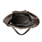 2-in-1 Genuine Leather Tote Bag - Pouch - Dark Grey