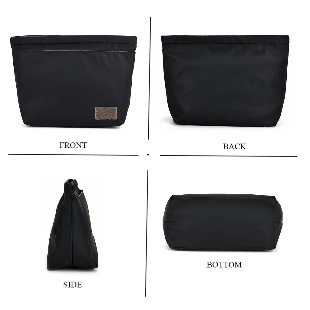 2-in-1 Genuine Leather Tote Bag - Pouch - Dark Grey