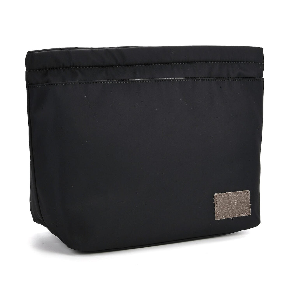 2-in-1 Genuine Leather Tote Bag - Pouch - Dark Grey
