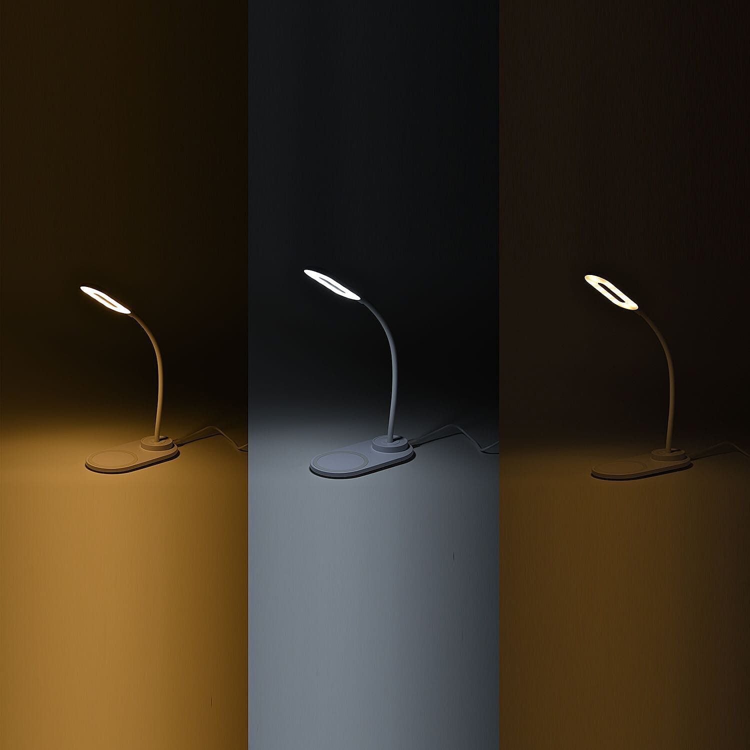 2-in-1 LED Desk Lamp with Wireless Charger (Size 26x16x8 Cm) - White