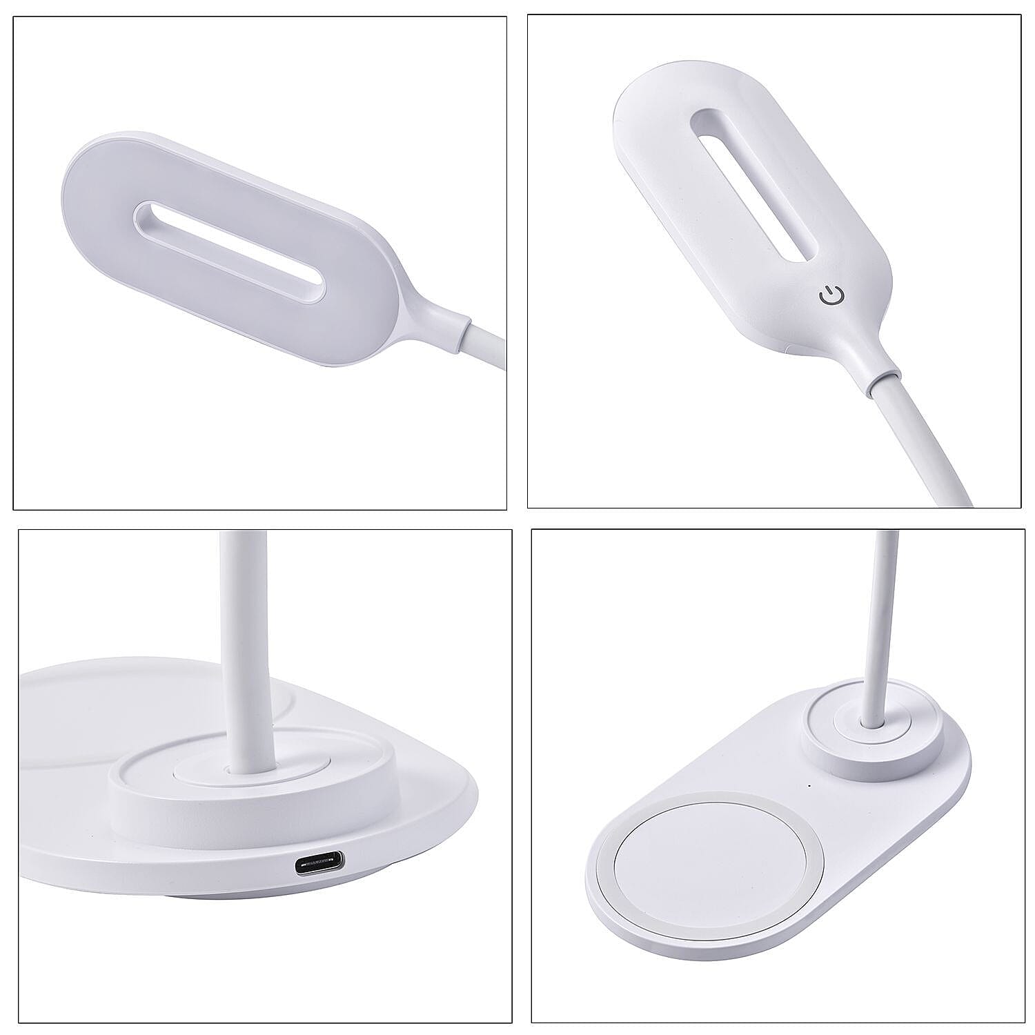 2-in-1 LED Desk Lamp with Wireless Charger (Size 26x16x8 Cm) - White