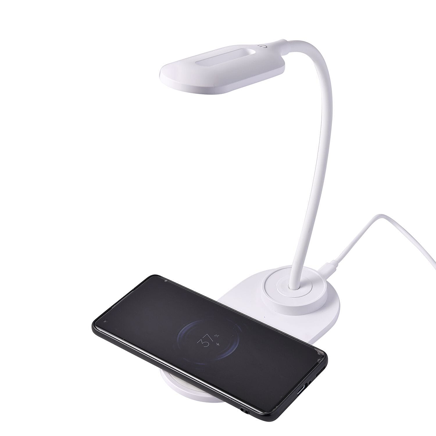 2-in-1 LED Desk Lamp with Wireless Charger (Size 26x16x8 Cm) - White