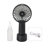 2 in 1 Mist Spray Fan with Detachable Base (Size 20x11x4 cm) - Black (LI-Battery 2000mAh,) USB Charged.
