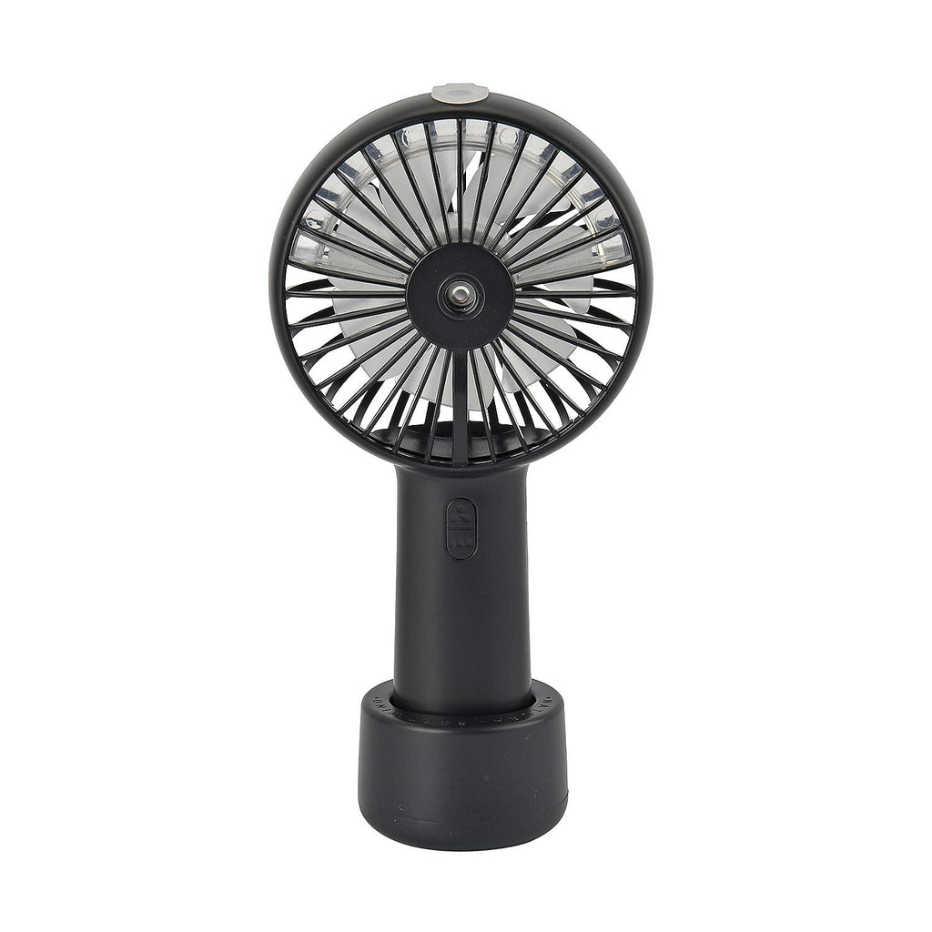 2 in 1 Mist Spray Fan with Detachable Base (Size 20x11x4 cm) - Black (LI-Battery 2000mAh,) USB Charged.