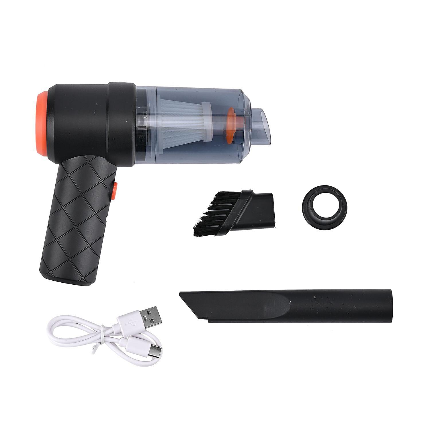 2 in 1 - Rechargeable Cordless Handheld Hepa Filter Vacuum Cleaner with 3 Attachments (Battery 1200mAh inc.) - Black
