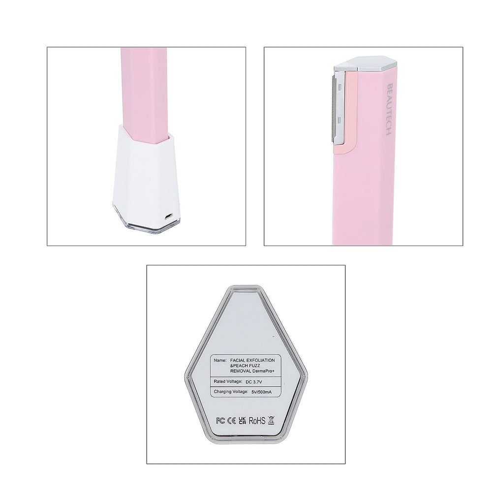 BEAUTECH- 2 in 1 Dermaplaning and Microdermabrasion Device (Includes 2 Exfoliating Heads and 4 Hair Removal Heads)
