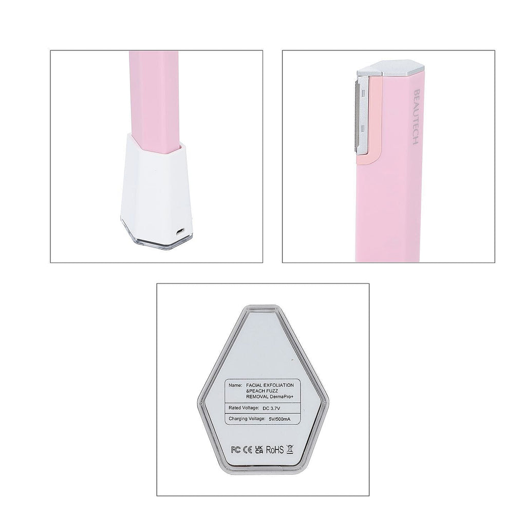 BEAUTECH- 2 in 1 Dermaplaning and Microdermabrasion Device (Includes 2 Exfoliating Heads and 4 Hair Removal Heads)