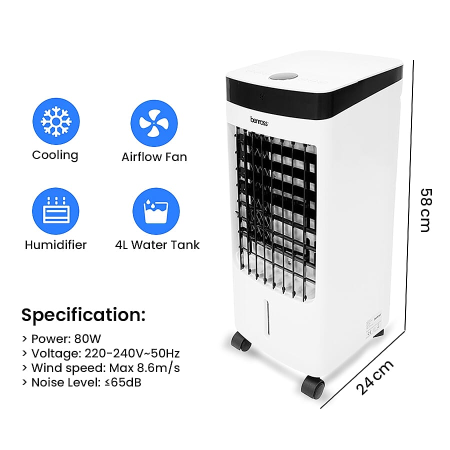 2 in 1 Digital Air Cooler with Remote (Size 24x58 cm) - White