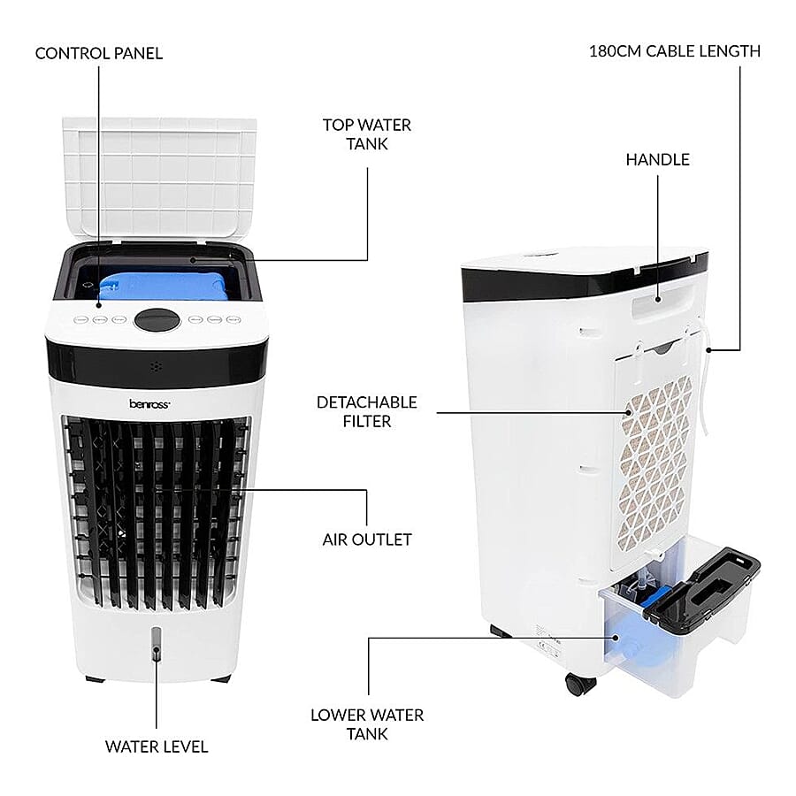 2 in 1 Digital Air Cooler with Remote (Size 24x58 cm) - White