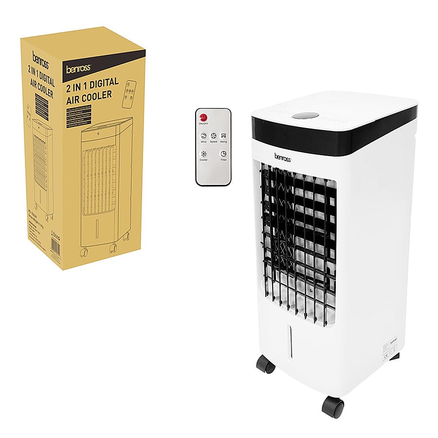 2 in 1 Digital Air Cooler with Remote (Size 24x58 cm) - White