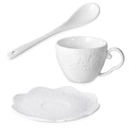 22 Piece Set - Art Deco - Butterfly Embossed Tea Set (Consists of 6 Cups, 6 Saucers, 7 Spoons, 1 Sugar Bowl, 1 Milk Bowl, 1 x 650ml Tea Pot)