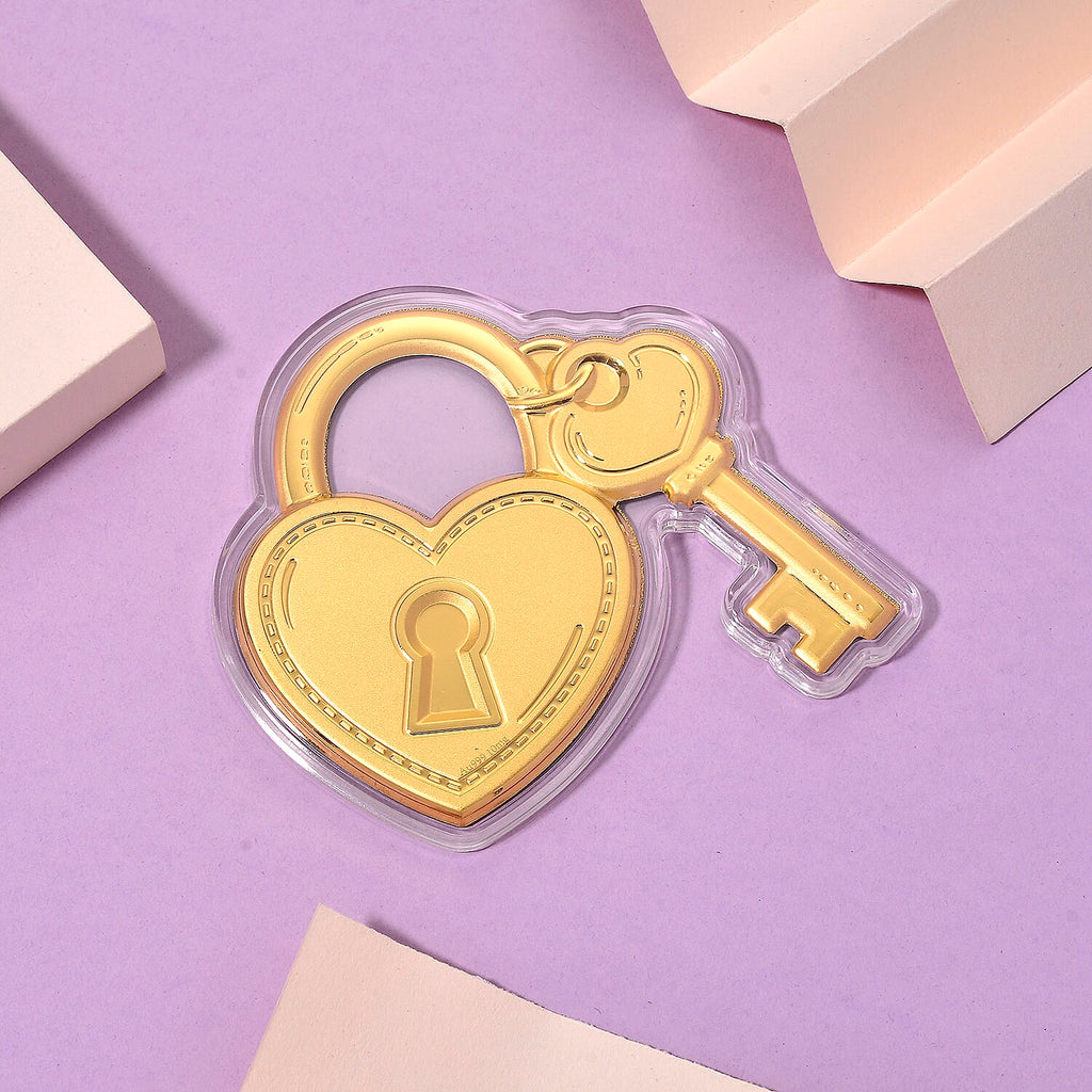 24K Yellow Gold (99.9% Purity) Lock and Key Collectable, Gold Wt.10 Mg.