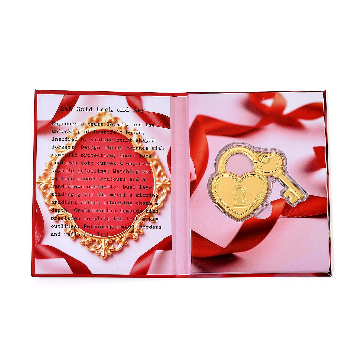 24K Yellow Gold (99.9% Purity) Lock and Key Collectable, Gold Wt.10 Mg.