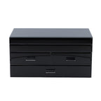 3 Layer Glass Mirrored Jewellery Box with three Drawer and Velvet Inner Lining (Size 31x17x16cm) - Black
