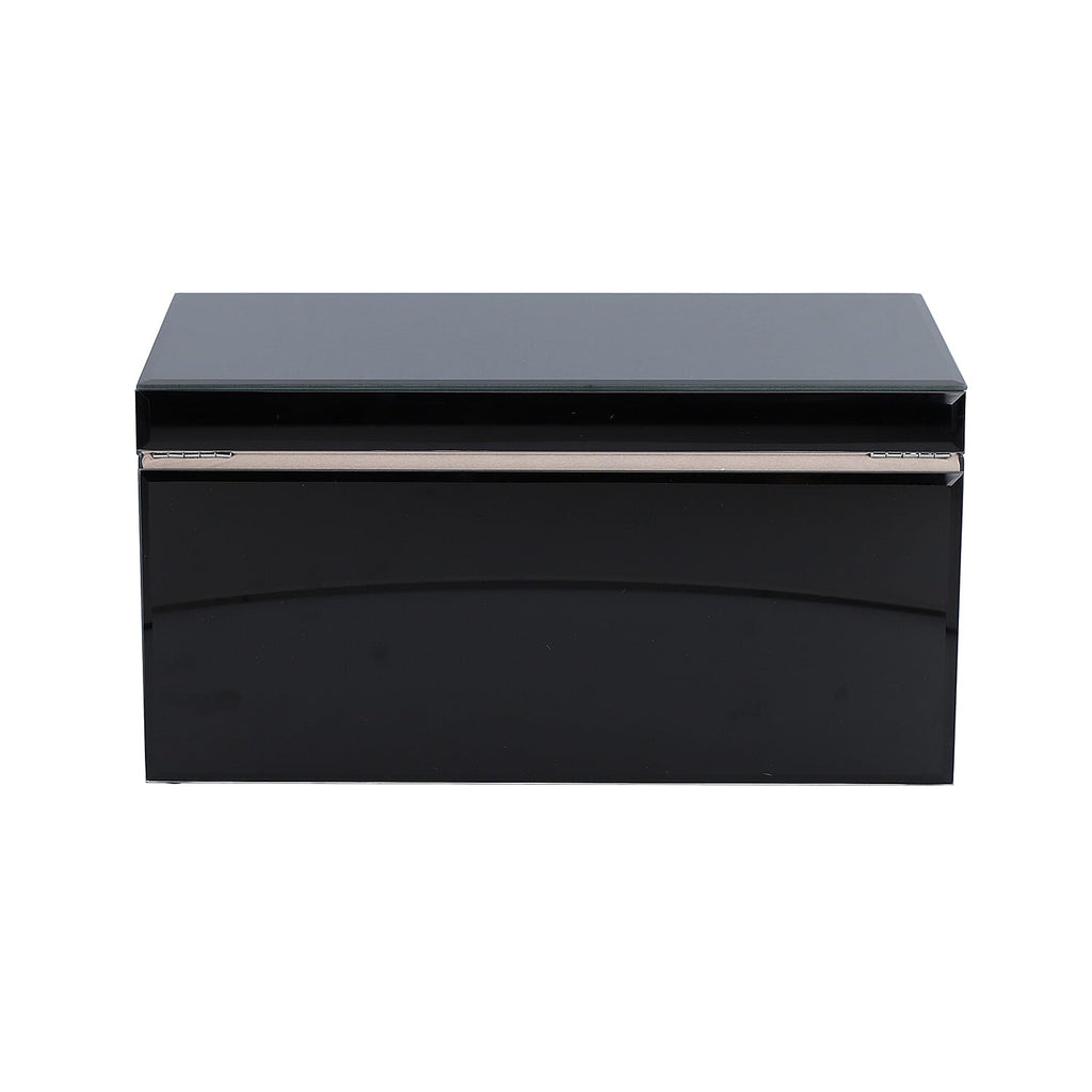 3 Layer Glass Mirrored Jewellery Box with three Drawer and Velvet Inner Lining (Size 31x17x16cm) - Black