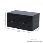 3 Layer Glass Mirrored Jewellery Box with three Drawer and Velvet Inner Lining (Size 31x17x16cm) - Black