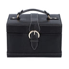 3 Layer Lizard Skin Pattern Jewellery Box with Inside Mirror and Button Lock (Size 22x16x14cm) - Black