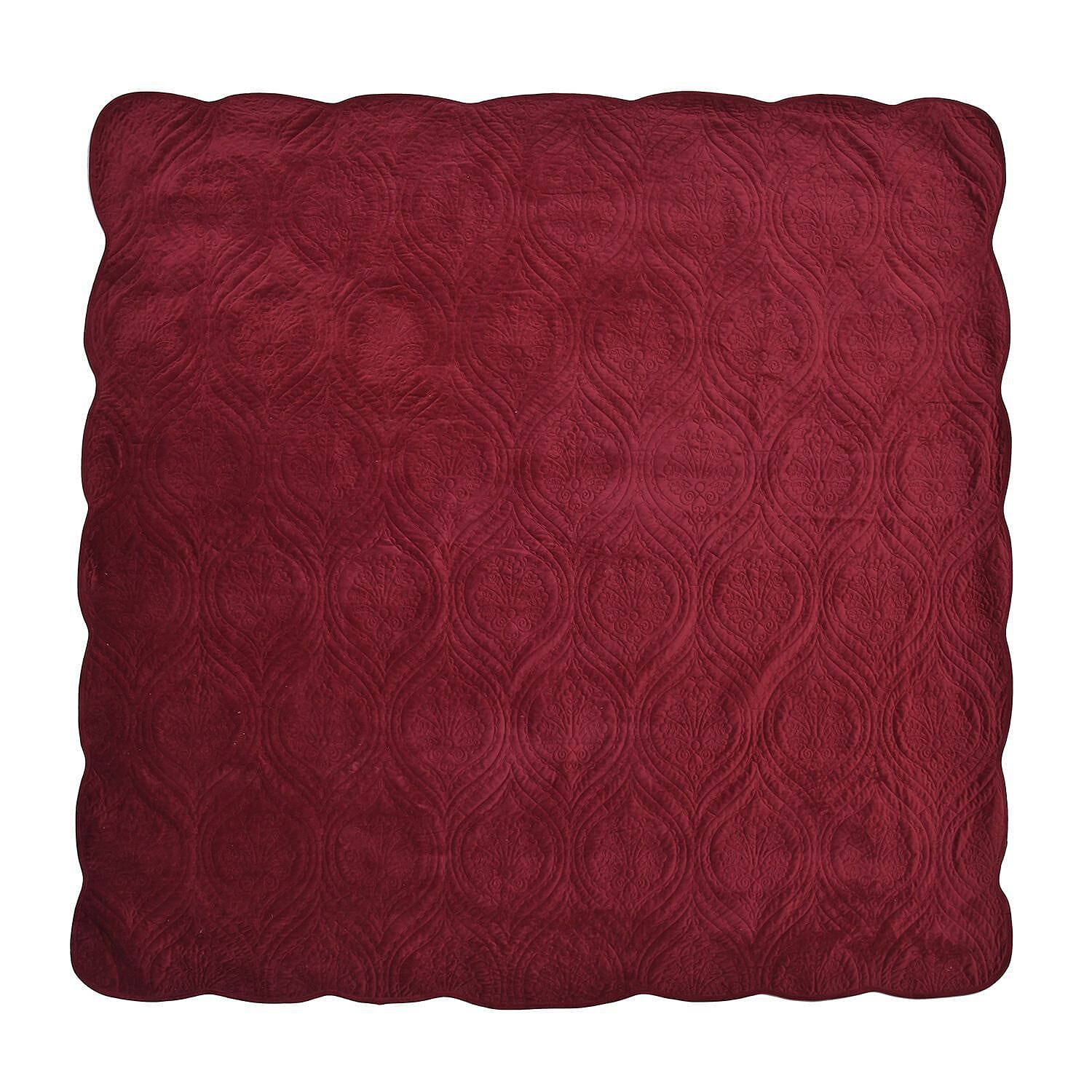 3 Pcs Set Quilt and 2 Pillowcases (Size 200x200 Cm) - Burgundy
