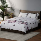 Flowers in Bloom- Summer Quilt with 2 Pillowcases (Double Size) - White and Purple