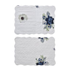 Flowers in Bloom- Summer Quilt with 2 Pillowcases (King Size) - White and Green