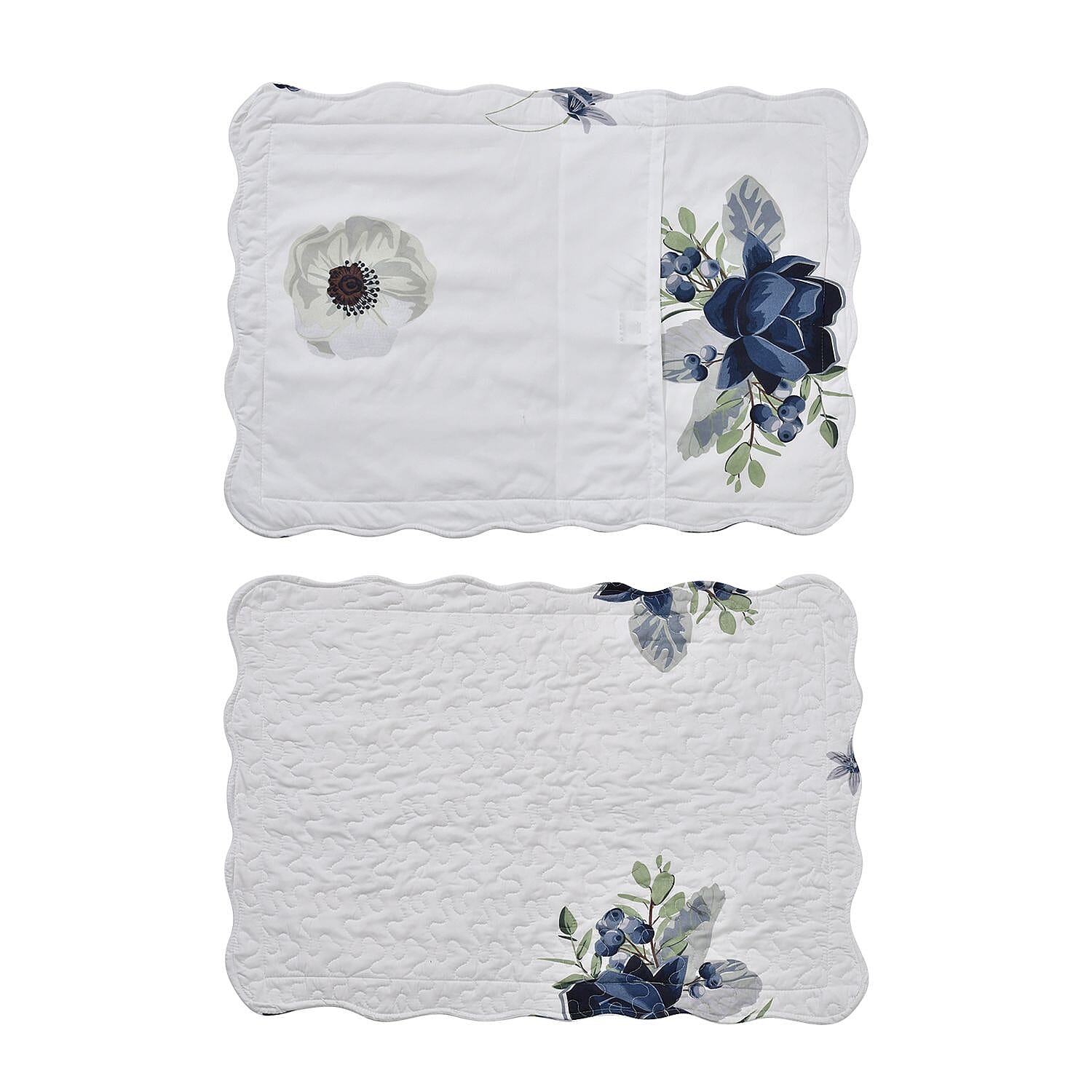 Flowers in Bloom- Summer Quilt with 2 Pillowcases (King Size) - White and Green