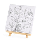 3-Piece Floral Canvas Painting Set- Rose, Daisy, Lily Canvases with Easel, 12 Watercolors & Brushes