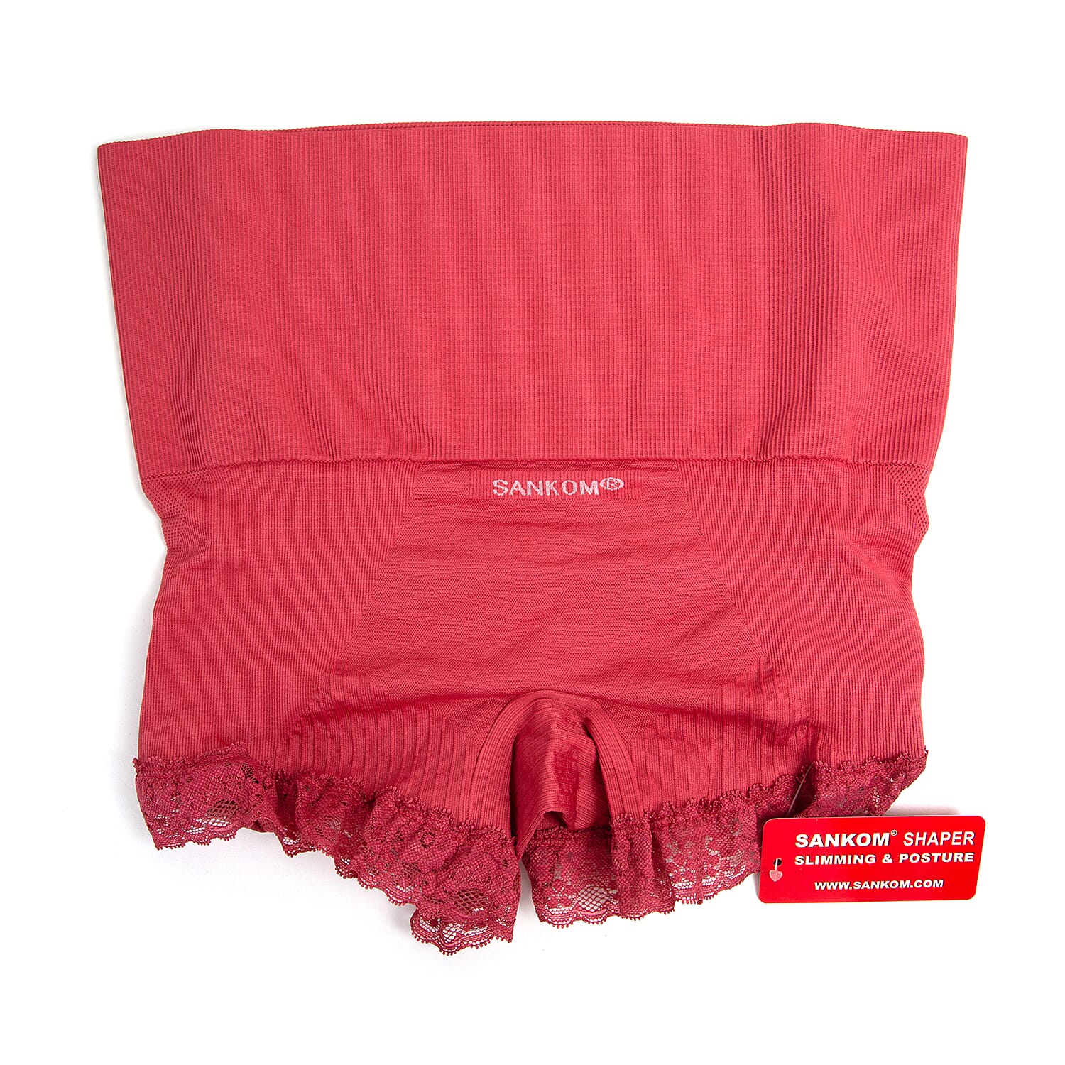 3 Piece Set- Sankom Functional Patent Body Shaper Briefs  with Lace (Size L-XL) (Size 16 to18)- Colour Dark Blue, Taupe Brown and Garnet Pink