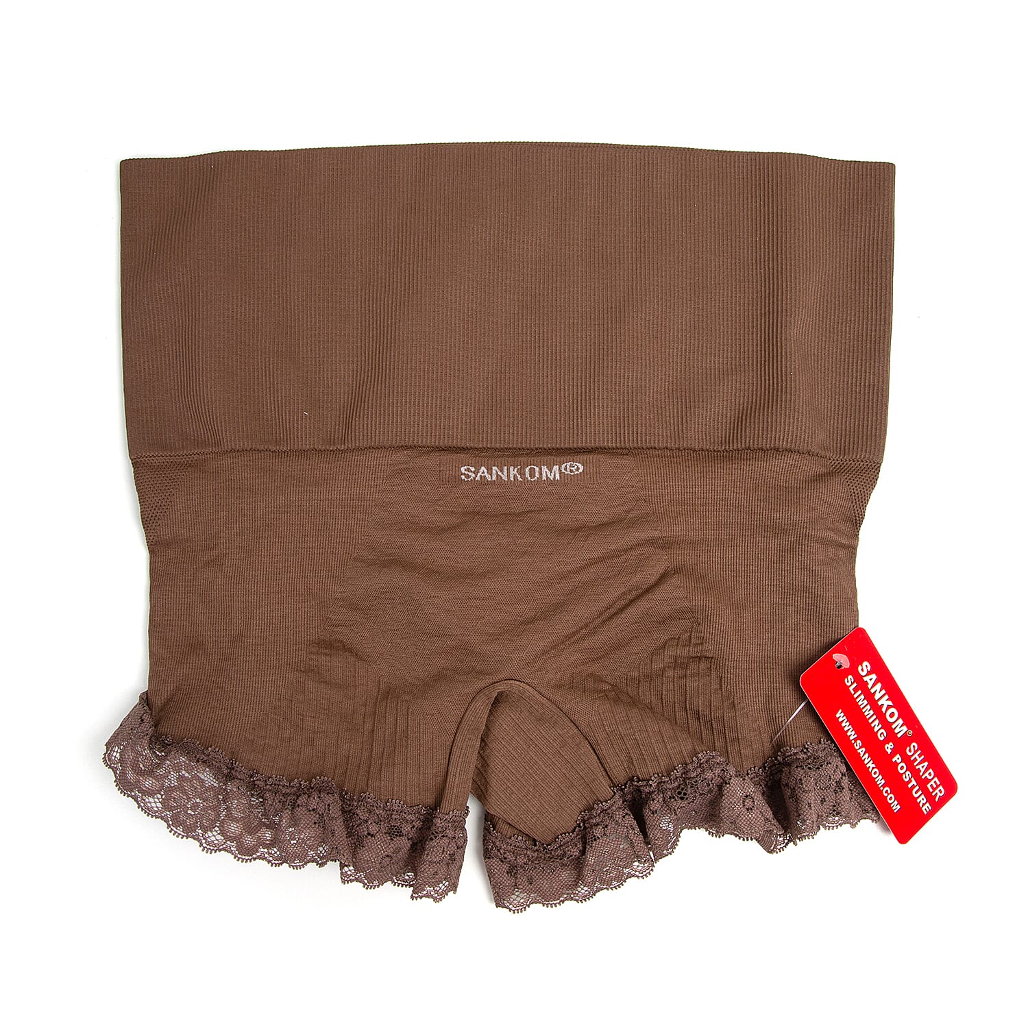 3 Piece Set- Sankom Functional Patent Body Shaper Briefs  with Lace (Size L-XL) (Size 16 to18)- Colour Dark Blue, Taupe Brown and Garnet Pink