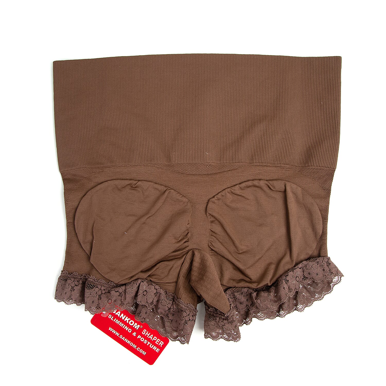 3 Piece Set- Sankom Functional Patent Body Shaper Briefs with Lace - XXL (Size 20-22) - Dark Blue, Taupe Brown and Crimson Colour